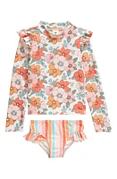 Tucker + Tate Kids' Ruffle Long Sleeve Two-Piece Rashguard Swimsuit at Nordstrom,