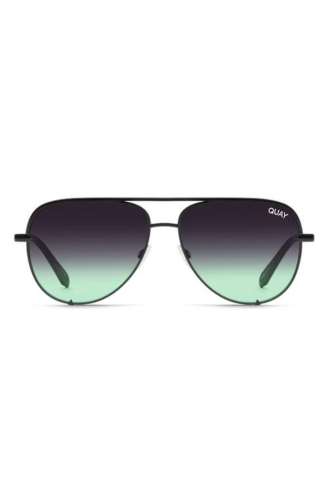 Quay Australia High Key Mini 51mm Aviator Sunglasses in Black/Black Fade Mint at Nordstrom