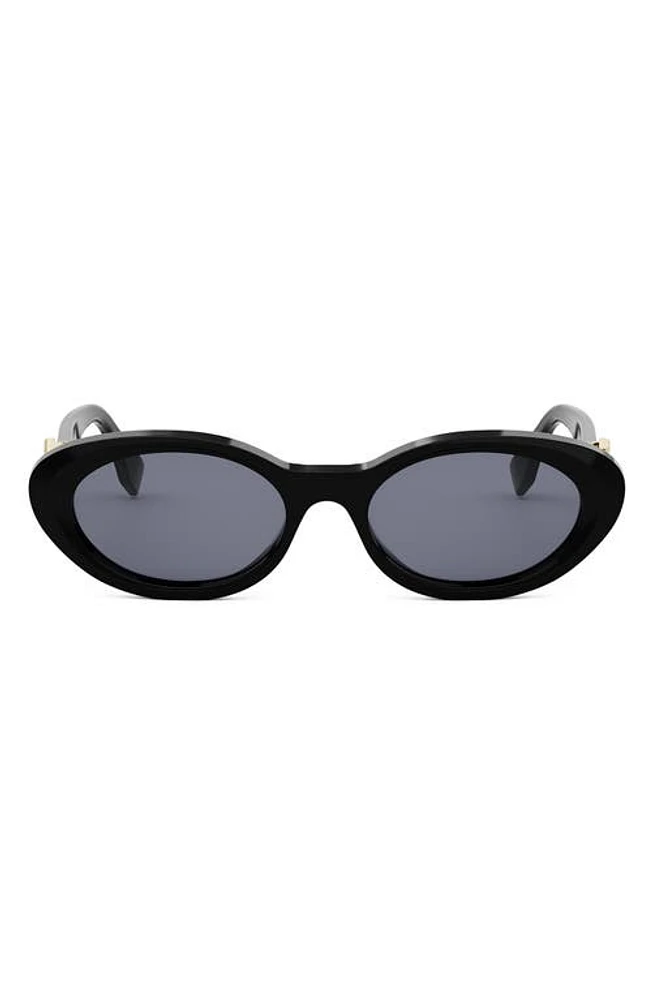 'Fendi Diamonds 53mm Oval Sunglasses in Shiny Black /Smoke at Nordstrom