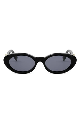 'Fendi Diamonds 53mm Oval Sunglasses in Shiny Black /Smoke at Nordstrom