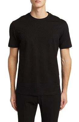 Emporio Armani Honeycomb Textured T-Shirt Solid Black at Nordstrom,