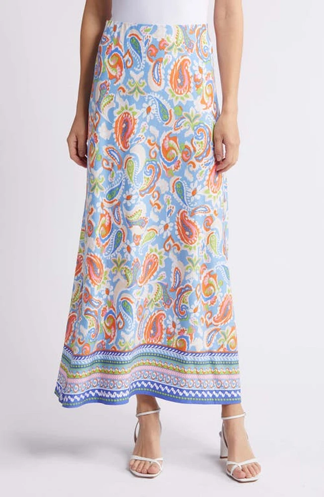 Vince Camuto Print Maxi Skirt Canyon Blue at Nordstrom,