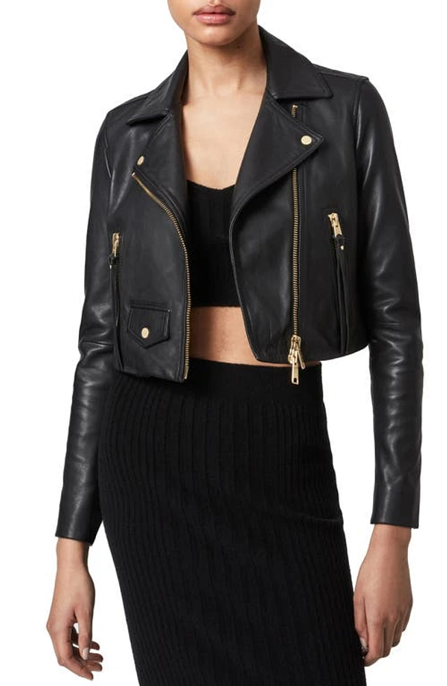 AllSaints Elora Leather Biker Jacket Black at Nordstrom, Us