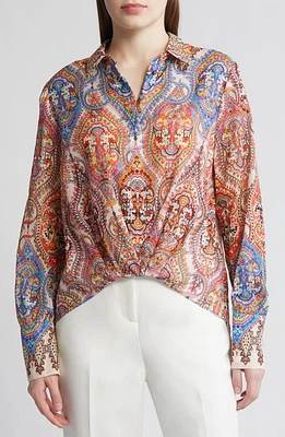 KOBI HALPERIN Polly Print Drape Shirt in Canvas Multi at Nordstrom, Size Small