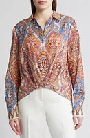 KOBI HALPERIN Polly Print Drape Shirt in Canvas Multi at Nordstrom, Size Small