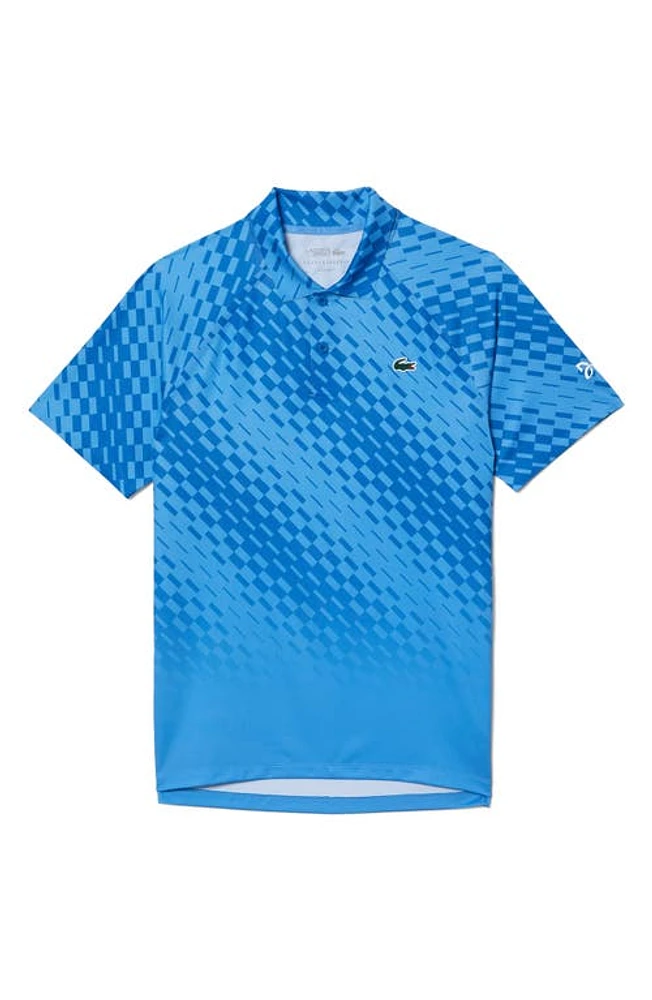 Lacoste Print Stretch Polo Shirt in Ethereal/Kingdom-Kingdom at Nordstrom, Size 4