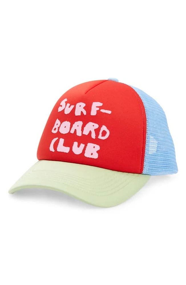 STOCKHOLM SURFBOARD CLUB Pete Logo Trucker Hat in Red And Green at Nordstrom