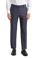 BOSS Genius Virgin Wool Blend Flat Front Dress Pants Dark Blue at Nordstrom,