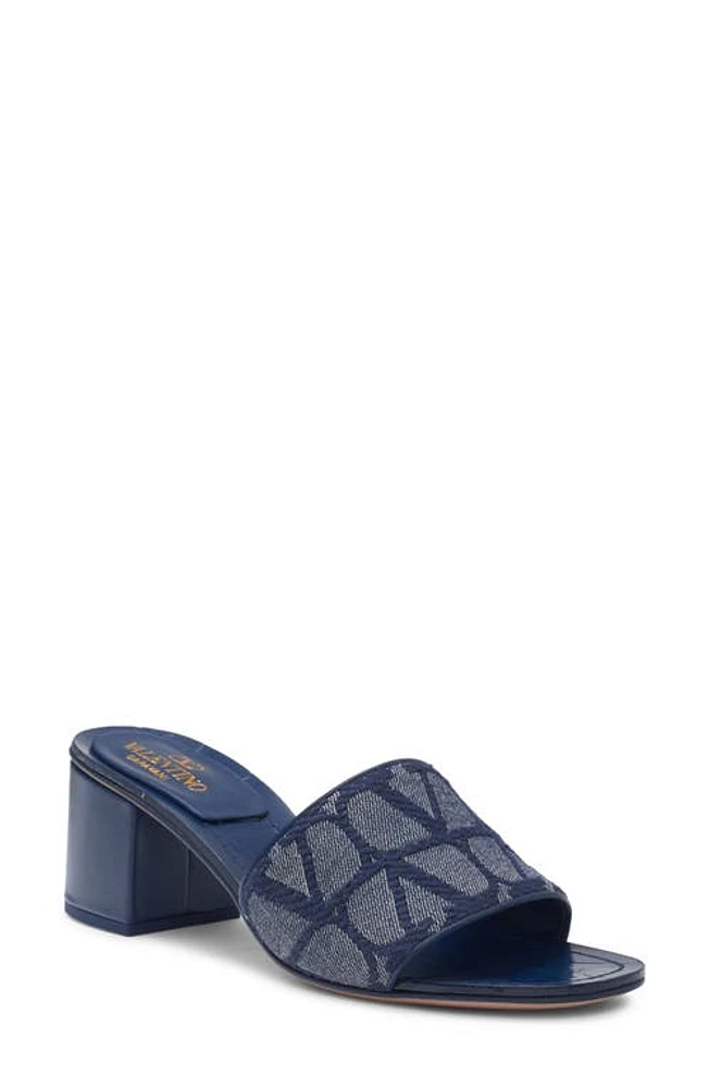 Valentino Garavani VLOGO Toile Iconographe Slide Sandal Melange/Denim/Worker at Nordstrom,