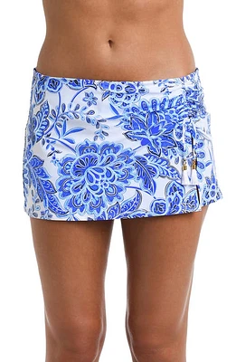 La Blanca Tunnel Side Tassel Swim Skirt in Blue at Nordstrom, Size 8