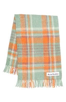 Acne Studios Vana Plaid Wool Scarf in Orange/Lilac/Aqua Blue at Nordstrom