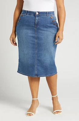 Wit & Wisdom 'Ab'Solution High Waist Denim Skirt Blue at Nordstrom,