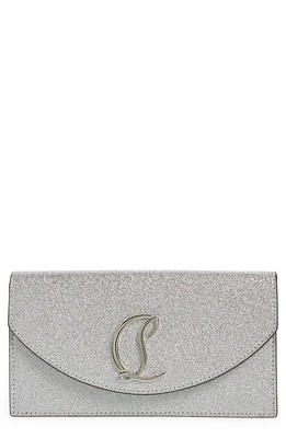 Christian Louboutin Loubi54 Glitter Leather Clutch in Sv71 Silver/Silver at Nordstrom