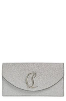 Christian Louboutin Loubi54 Glitter Leather Clutch in Sv71 Silver/Silver at Nordstrom