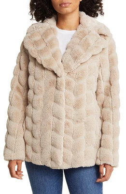 Via Spiga Grooved Herringbone Faux Fur Jacket at Nordstrom,