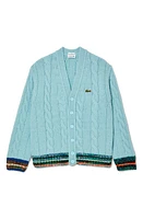 Lacoste Stripe Trim Wool Blend Cardigan Piw Agrion/Multico at Nordstrom,