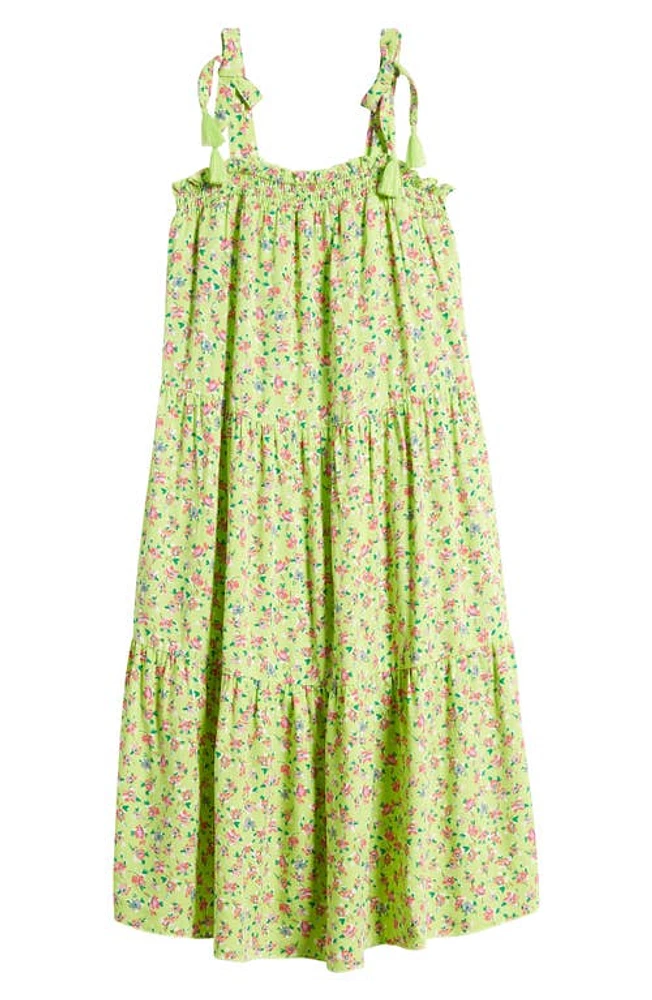 Love, Fire Kids' Floral Tassel Maxi Dress Green Ditsy at Nordstrom,