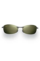 Maui Jim Makaha 64mm Polarized Oversize Round Sunglasses in Smoke Grey at Nordstrom