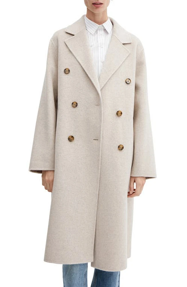 MANGO Oversize Wool Blend Coat Light Beige/Pastel Grey at Nordstrom,