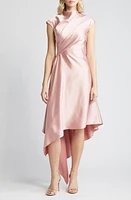 Amsale Drape Asymmetric Hem Satin Cocktail Dress Rose at Nordstrom,