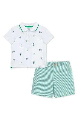 Little Me Golf Polo & Shorts Set Green at Nordstrom,