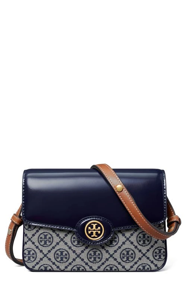 Tory Burch Robinson T Monogram Convertible Shoulder Bag in Tory Navy at Nordstrom