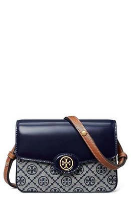 Tory Burch Robinson T Monogram Convertible Shoulder Bag in Tory Navy at Nordstrom