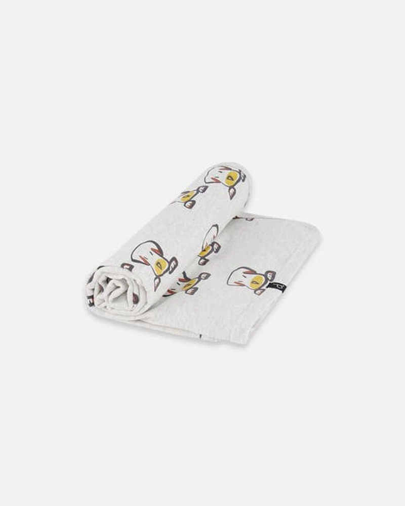 Deux Par Deux Baby Boy's Organic Cotton Blanket Heather Beige With Printed Dog in Heather Beige Printed Dog at Nordstrom