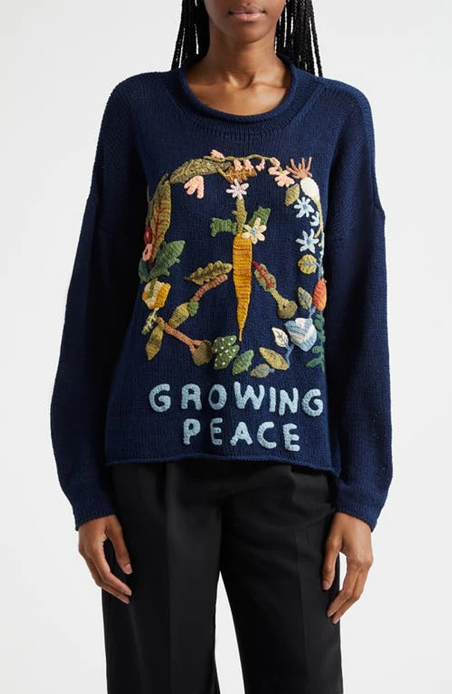 Story mfg. Twinsun Growing Peace Organic Cotton Sweater Indigo at Nordstrom,