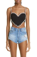 Area Crystal Trim Heart Crop Top at Nordstrom,