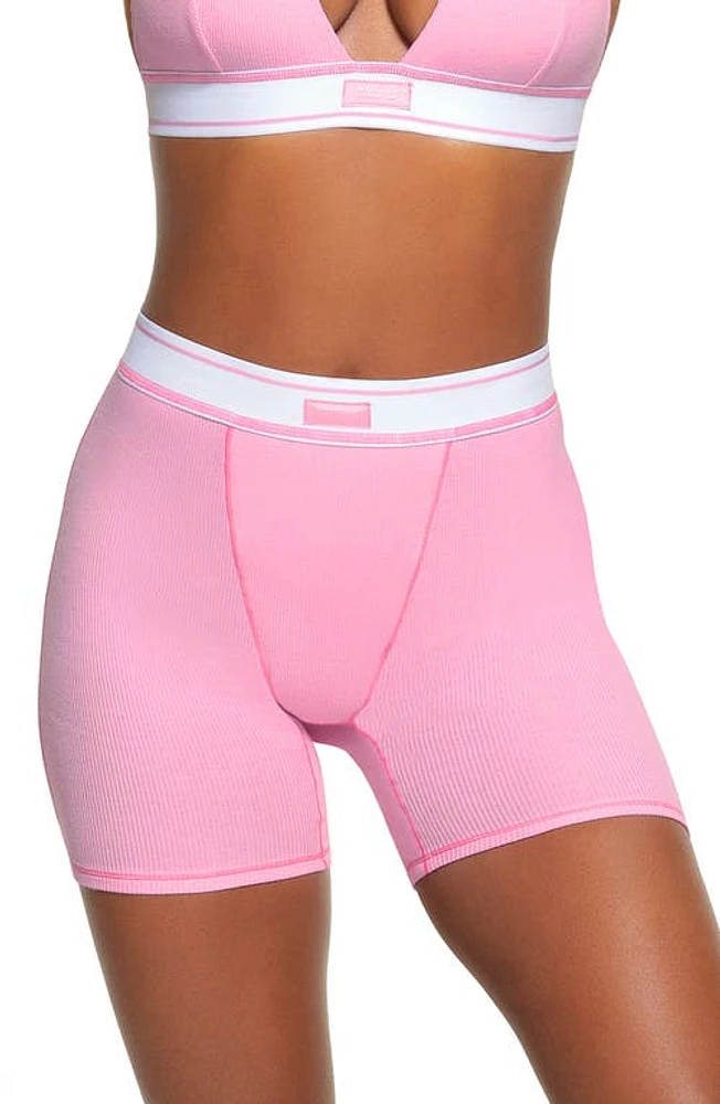 SKIMS Ribbed Boxers in Bubble Gum at Nordstrom, Size Large