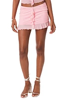 EDIKTED Solange Ruffle Mesh Miniskirt Pink at Nordstrom,