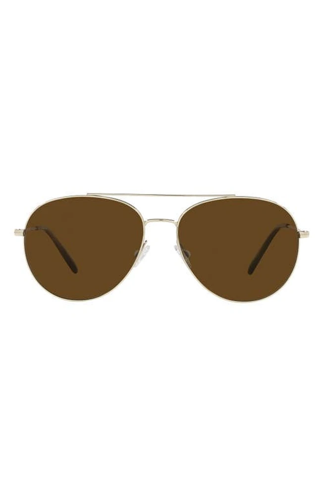 Oliver Peoples Airdale 58mm Polarized Pilot Sunglasses in Soft Gold/True Brown at Nordstrom