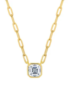 Crislu Bezel Set Asscher Cubic Zirconia Pendant Necklace in Gold at Nordstrom