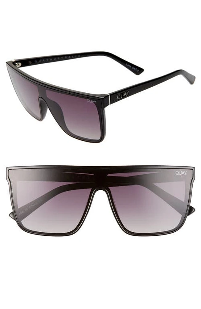 Quay Australia Night Fall 52mm Gradient Flat Top Sunglasses in Black/Smoke at Nordstrom