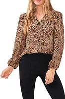 Chaus Leopard Print Button-Up Blouse Brown at Nordstrom,