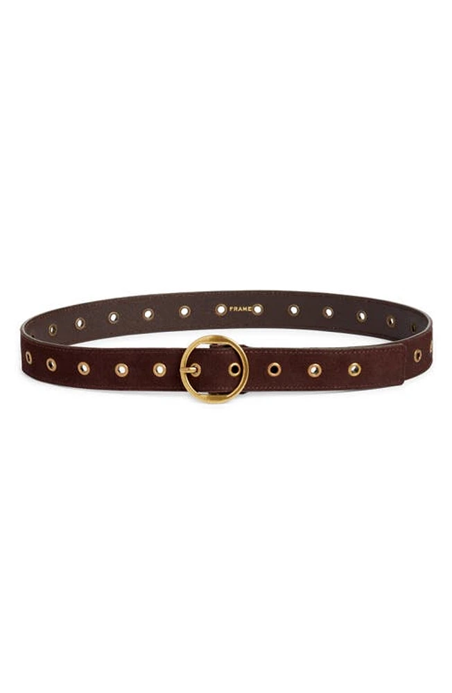 FRAME Grommet Leather Belt Espresso Suede at Nordstrom,