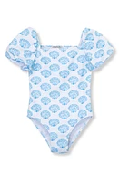 Habitual Kids Kids' Fiji Cool Puff Sleeve One-Piece Swimsuit Print at Nordstrom,