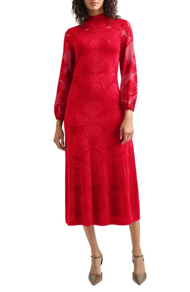 Misook Long Sleeve Burnout Dress at Nordstrom,