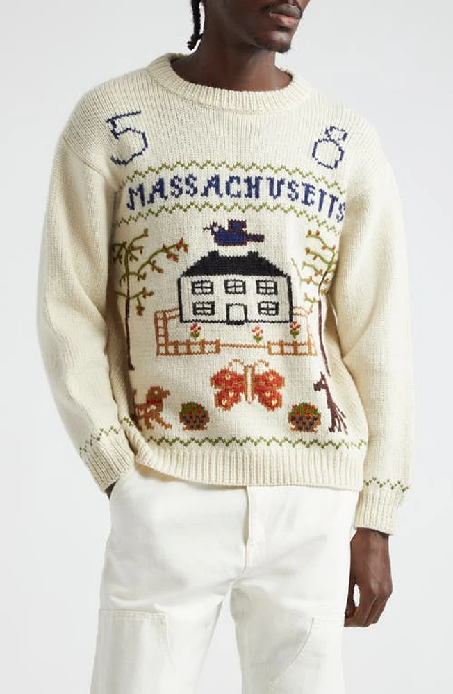 Bode Homestead Sampler Wool Sweater Cream at Nordstrom,