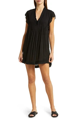 Poupette St Barth Sasha Cover-Up Minidress Black at Nordstrom,