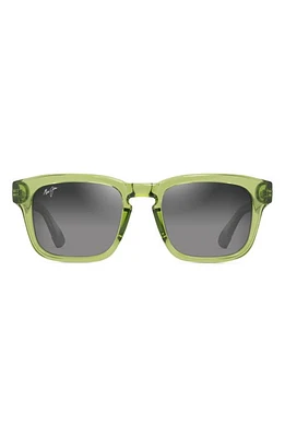 Maui Jim Maluhia 52mm Gradient PolarizedPlus2 Square Sunglasses in Shiny Trans Grass Green at Nordstrom