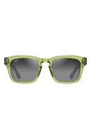 Maui Jim Maluhia 52mm Gradient PolarizedPlus2 Square Sunglasses in Shiny Trans Grass Green at Nordstrom