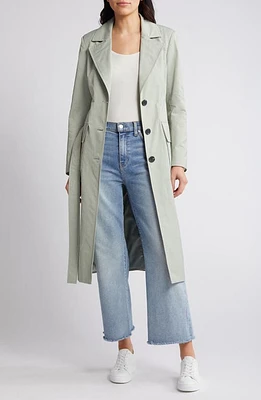 Avec Les Filles Tailored Belted Trench Coat Sage at Nordstrom,