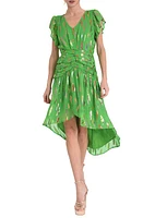 CIEBON Palmina Metallic Leaf Print High-Low Dress at Nordstrom,