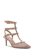 Valentino Garavani Rockstud T-Strap Pointed Toe Pump Silk/Rose Cannelle at Nordstrom,