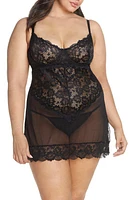 Oh La Cheri Page Underwire Babydoll Chemise & G-String Thong Black at Nordstrom,