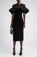 Alexander McQueen Ruffle Midi Dress in Black at Nordstrom, Size Xx-Small