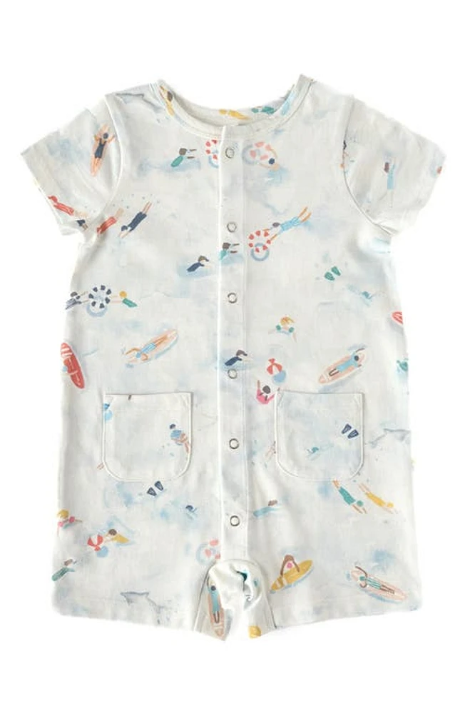 Pehr Beach Print Organic Cotton Romper Surf at Nordstrom,