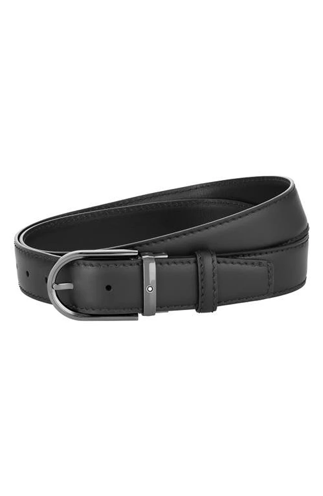 Montblanc Horseshoe Buckle Calfskin Leather Belt in Black at Nordstrom